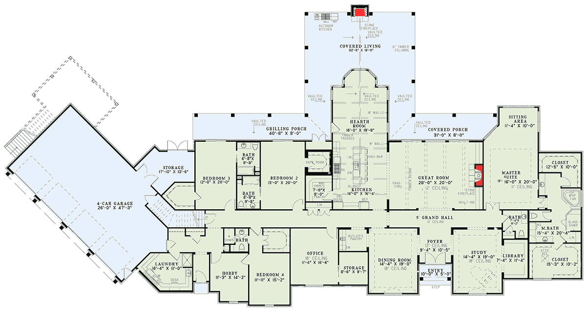 Plan 60568ND: Luxury Plan with Garage Apartment - Floor Plan - Main Level - European, French Country