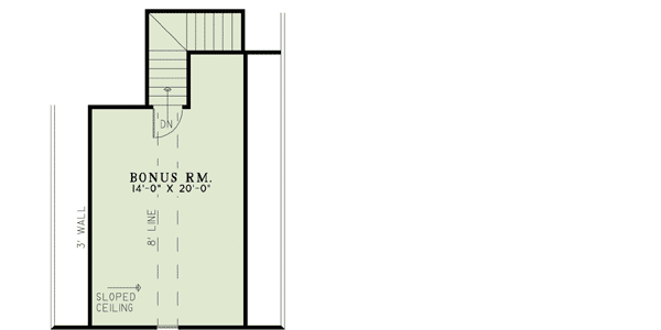 Plan 60570ND: Round-top Windows & Bonus Room - Floor Plan - Bonus - European, Traditional