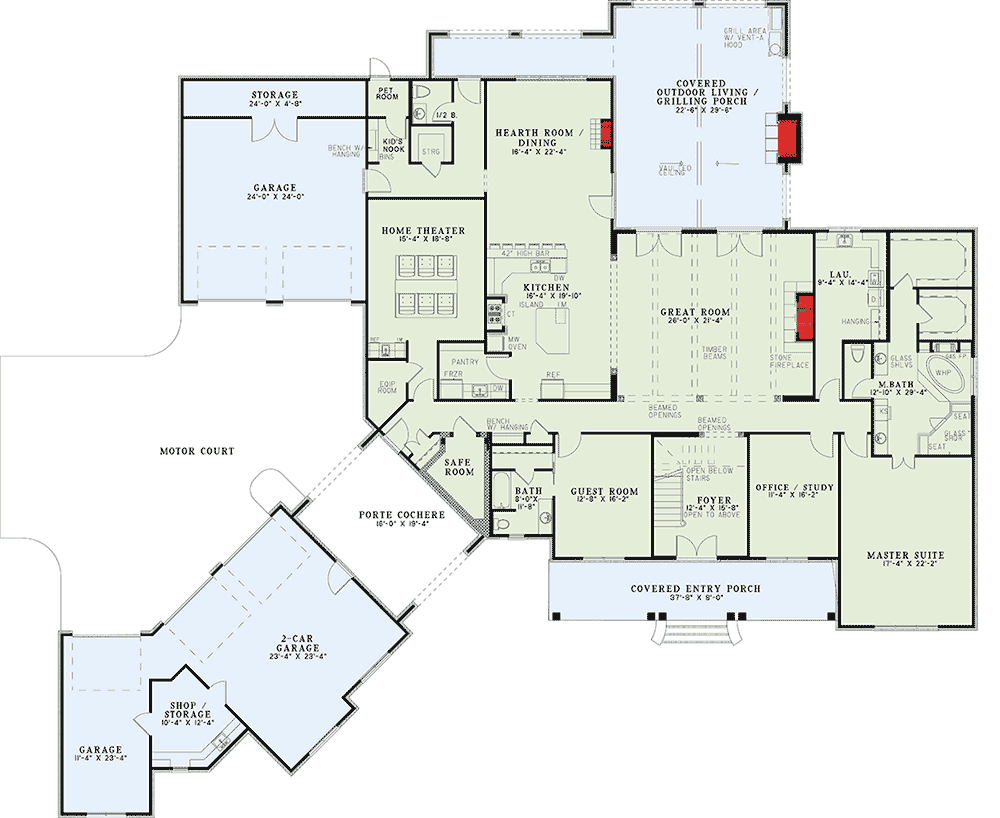 Plan 60588ND: European Elegance - Floor Plan - Main Level - European, French Country