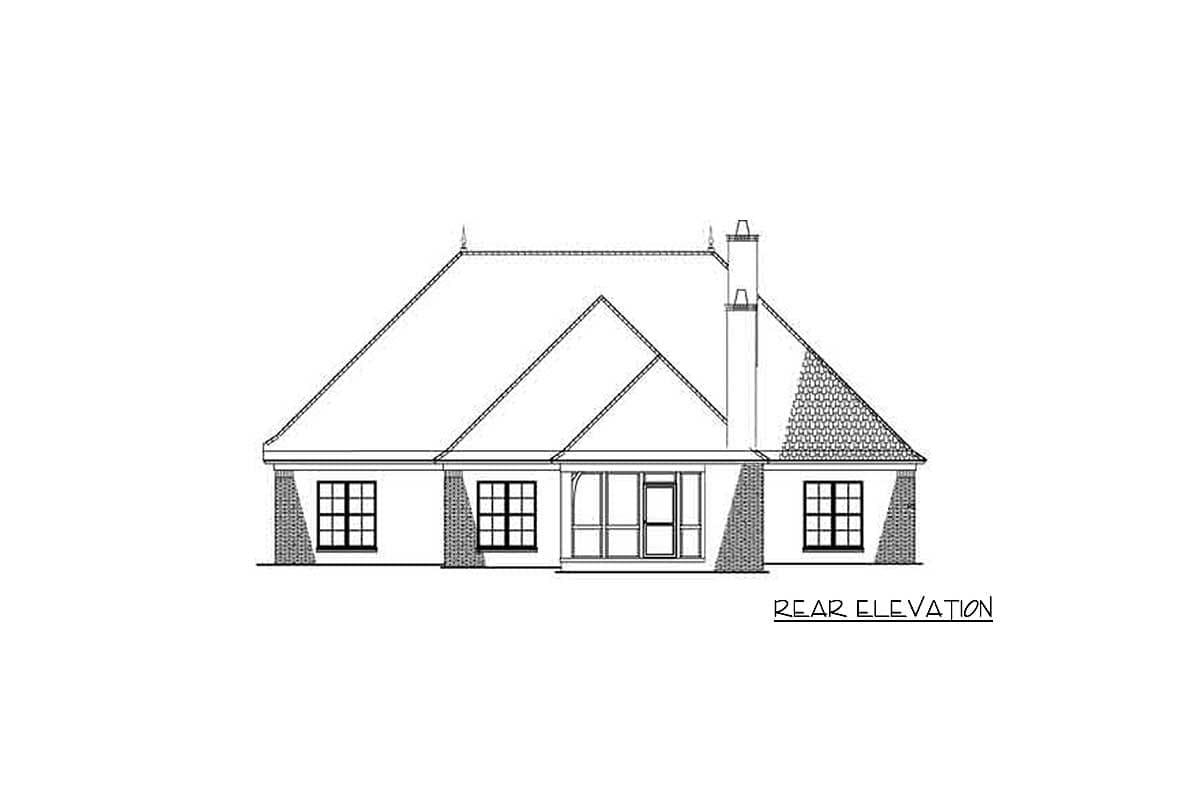 Plan 60589ND: Split-Bedroom European Home Plan with Vaulted Great Room - Image #8 - European, French Country
