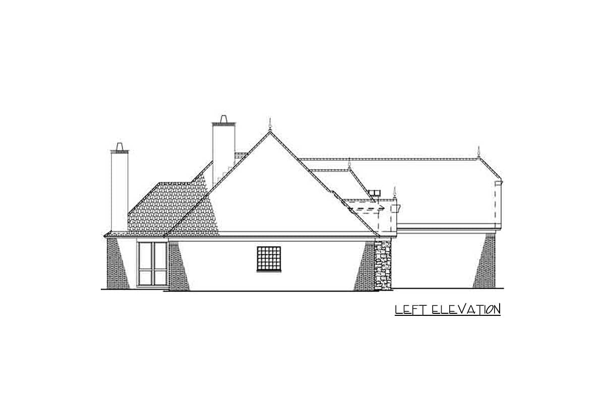 Plan 60589ND: Split-Bedroom European Home Plan with Vaulted Great Room - Image #9 - European, French Country