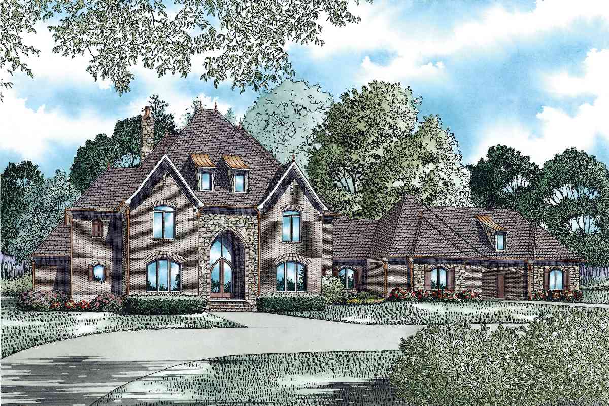 Plan 60592ND: Estate Home Plan with Motorcourt - 4384 Sq Ft - Image #5 - European, Traditional