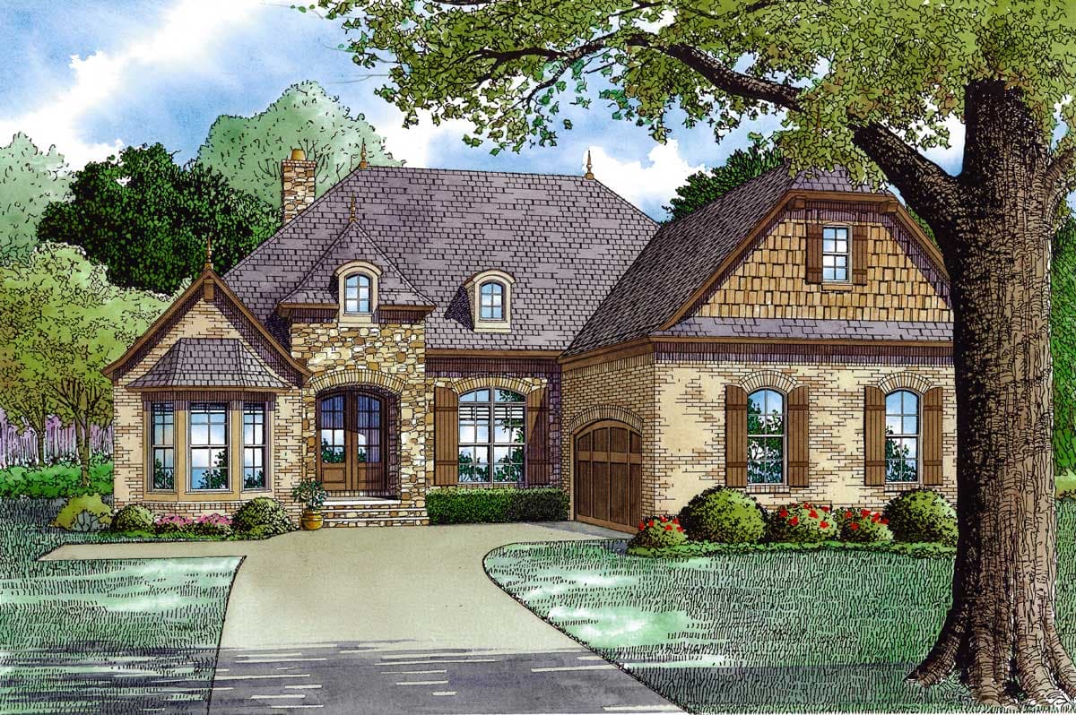 Plan 60594ND: Handsome European Home Plan with Vaulted Great Room - Image #5 - European, French Country