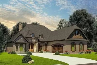 Handsome European Home Plan with Vaulted Great Room