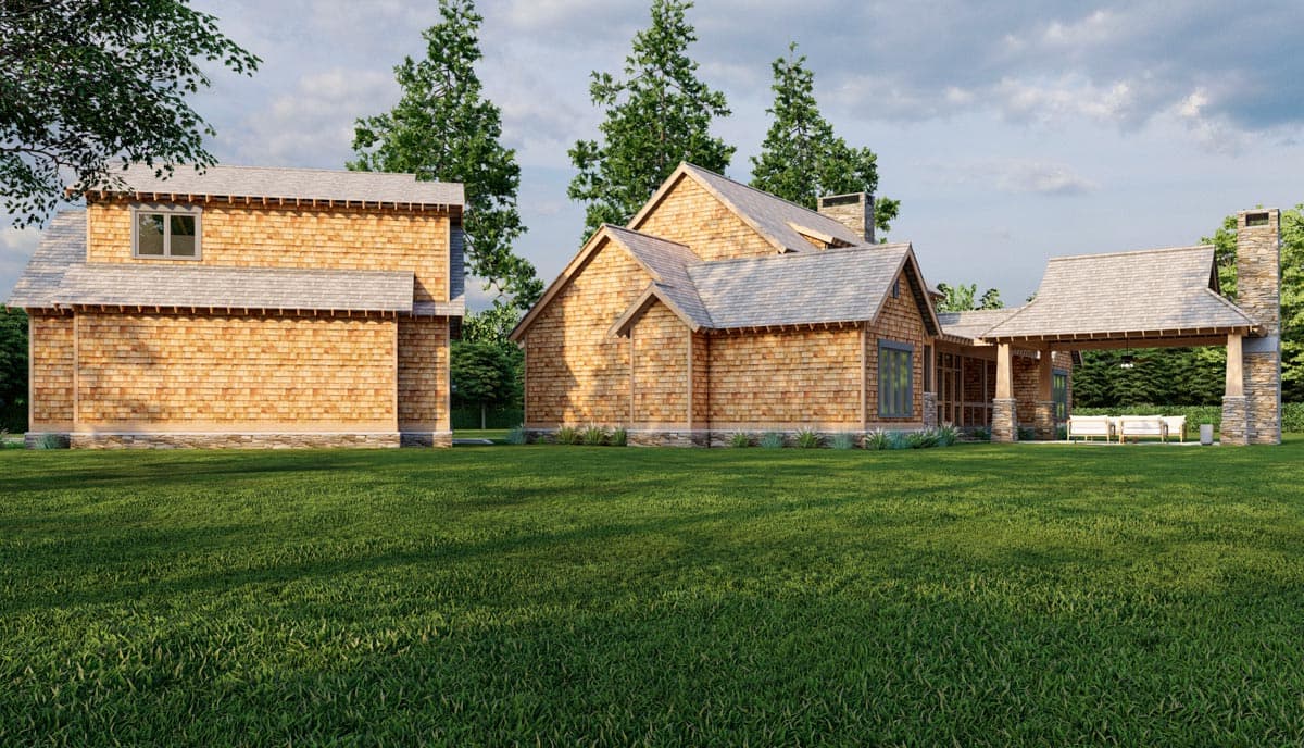 Plan 60597ND: Shingle-style Home Plan With Guest Loft and Angled Garage with  - Image #8 - Cabin, Country, Craftsman, Farmhouse, Modern Farmhouse, Northwest, Rustic, Shingle