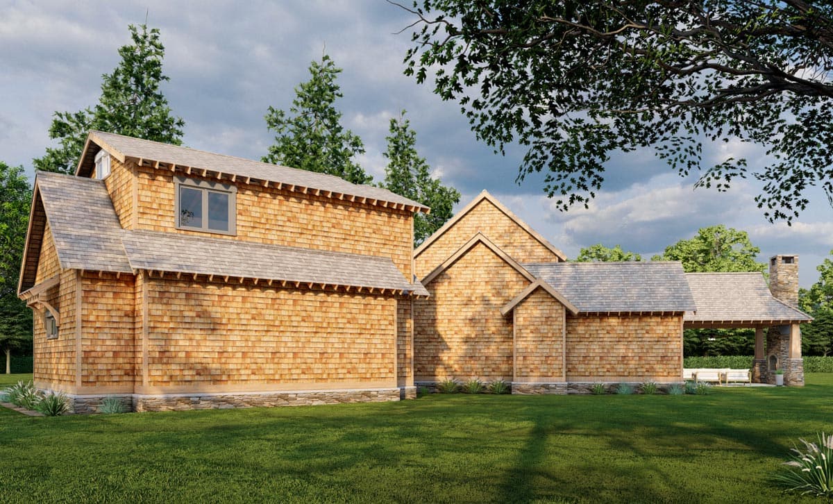 Plan 60597ND: Shingle-style Home Plan With Guest Loft and Angled Garage with  - Image #9 - Cabin, Country, Craftsman, Farmhouse, Modern Farmhouse, Northwest, Rustic, Shingle