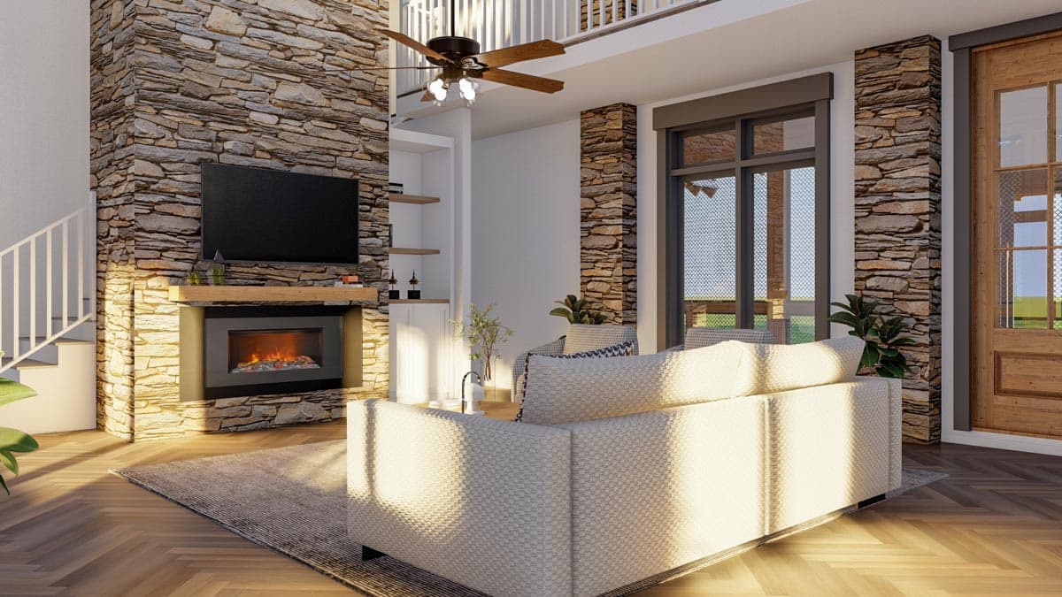 Plan 60597ND: Shingle-style Home Plan With Guest Loft and Angled Garage with  - Image #12 - Cabin, Country, Craftsman, Farmhouse, Modern Farmhouse, Northwest, Rustic, Shingle