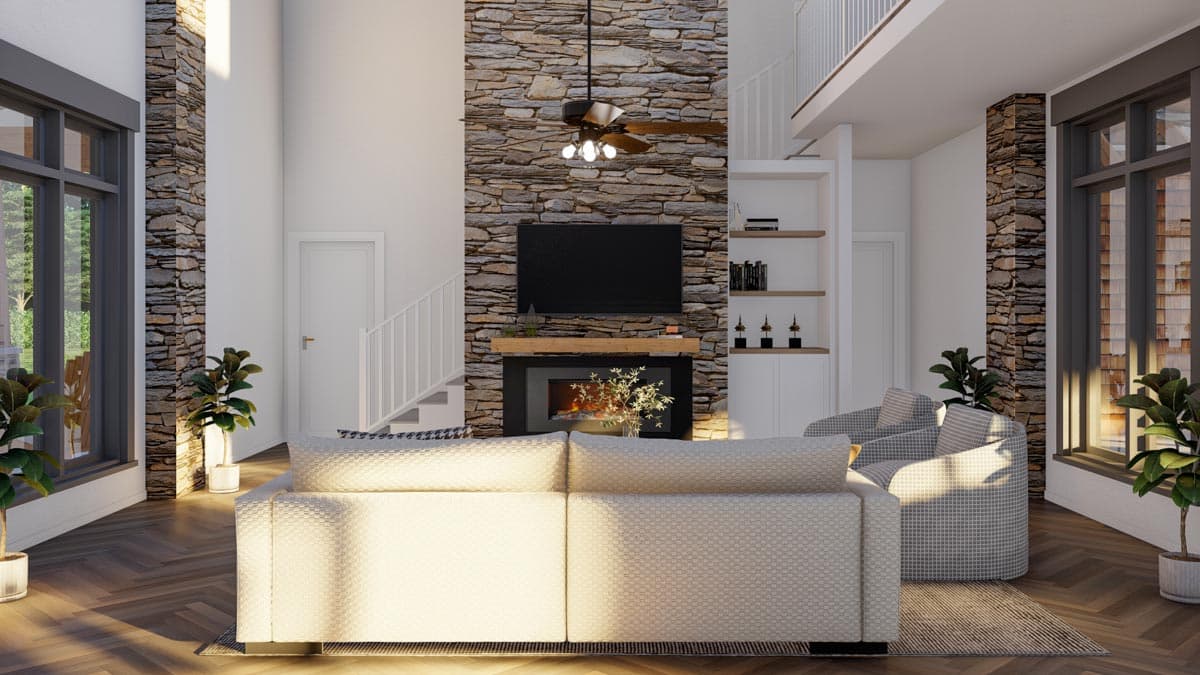 Plan 60597ND: Shingle-style Home Plan With Guest Loft and Angled Garage with  - Image #13 - Cabin, Country, Craftsman, Farmhouse, Modern Farmhouse, Northwest, Rustic, Shingle