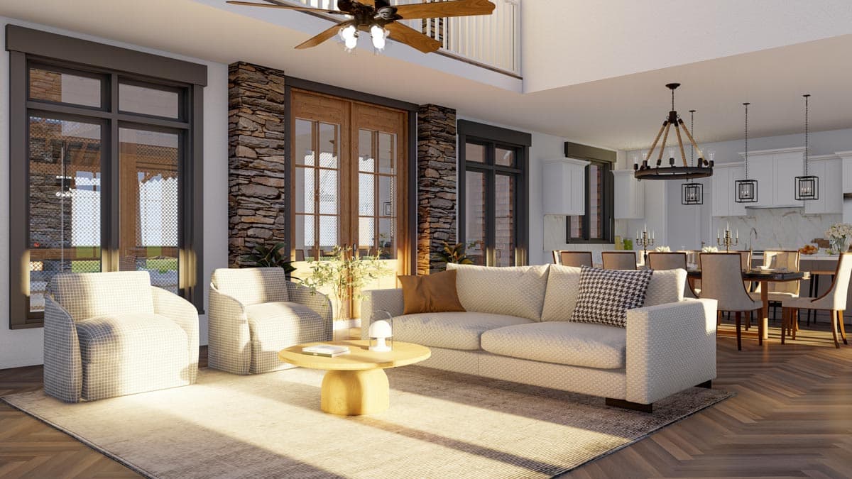 Plan 60597ND: Shingle-style Home Plan With Guest Loft and Angled Garage with  - Image #14 - Cabin, Country, Craftsman, Farmhouse, Modern Farmhouse, Northwest, Rustic, Shingle