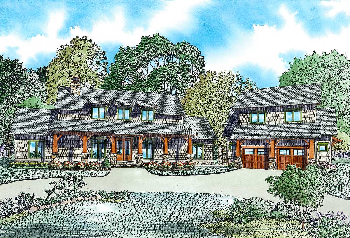 Plan 60597ND: Shingle-style Home Plan With Guest Loft and Angled Garage with  - Image #21 - Cabin, Country, Craftsman, Farmhouse, Modern Farmhouse, Northwest, Rustic, Shingle