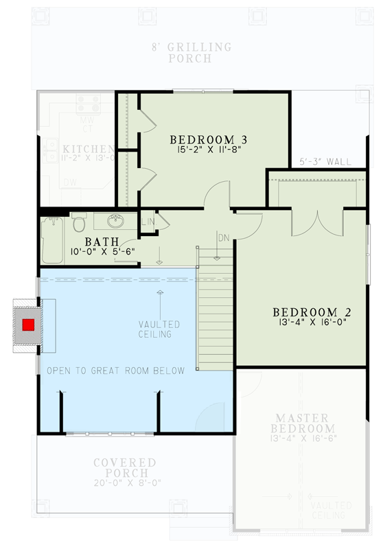 Plan 60598ND: Rustic Cottage - Floor Plan - 2nd Floor - Cape Cod, Cottage, Country, Craftsman, Mountain, Rustic, Vacation