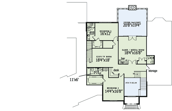 Plan 60604ND: Multi-functional European Home Plan - Floor Plan - 2nd Floor - European, Traditional
