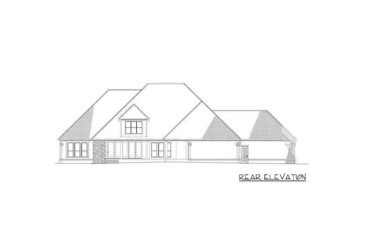 Plan 60606ND: 3-Bed Traditional House Plan with Home Office and Outdoor Kitchen - 4076 Sq Ft - Image #6 - European, Traditional