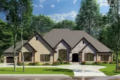 3-Bed Traditional House Plan with Home Office and Outdoor Kitchen - 4076 Sq Ft