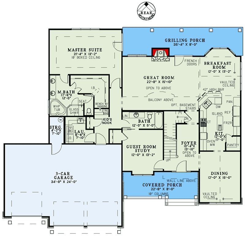 Plan 60607ND: Oversized Master Suite - Floor Plan - Main Level - Craftsman, Northwest