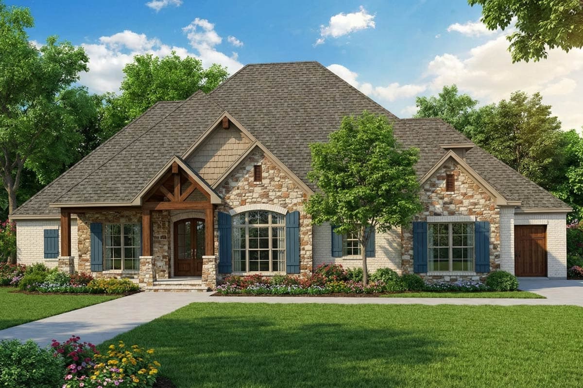 Plan 60611ND: Rustic Home Plan with Vaulted and Beamed Ceilings Under 2400 Square Feet - Image #30 - European