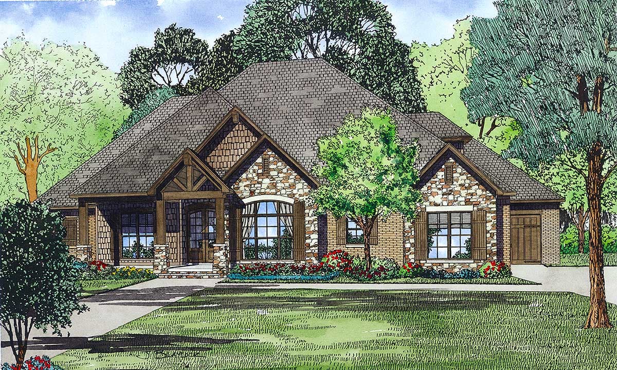Plan 60611ND: Rustic Home Plan with Vaulted and Beamed Ceilings Under 2400 Square Feet - Image #31 - European