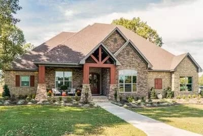 Rustic Home Plan with Vaulted and Beamed Ceilings Under 2400 Square Feet