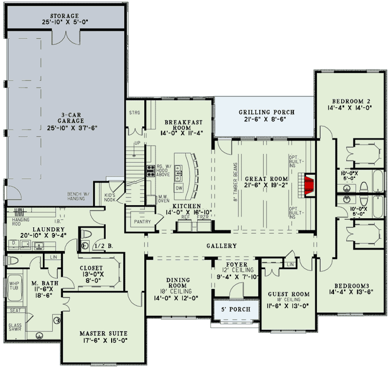 Plan 60612ND: European Home with Optional Home Theater - Floor Plan - Main Level - European