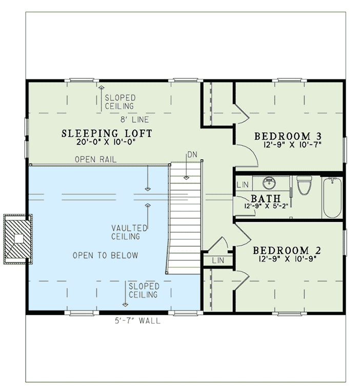 Plan 60616ND: Homespun Cottage with Sleeping Loft - Floor Plan - 2nd Floor - Cabin, Cottage, Craftsman, Mountain, Rustic