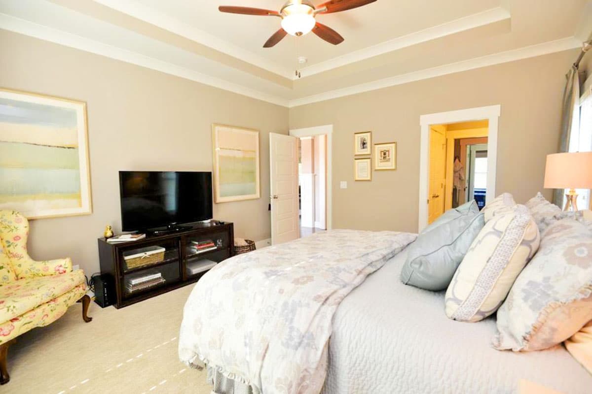 Plan 60617ND: Split Bedroom Home Plan With Angled Garage and Safe Room - 2408 Sq Ft - Image #13 - European