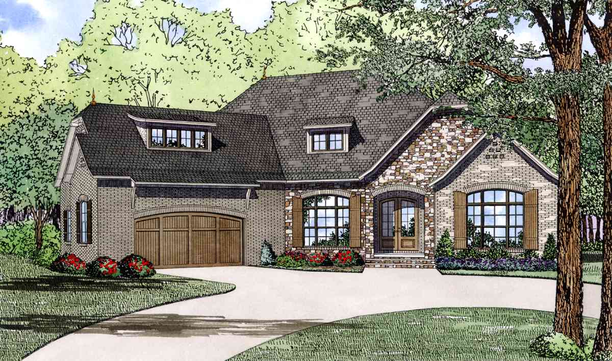 Plan 60617ND: Split Bedroom Home Plan With Angled Garage and Safe Room - 2408 Sq Ft - Image #17 - European