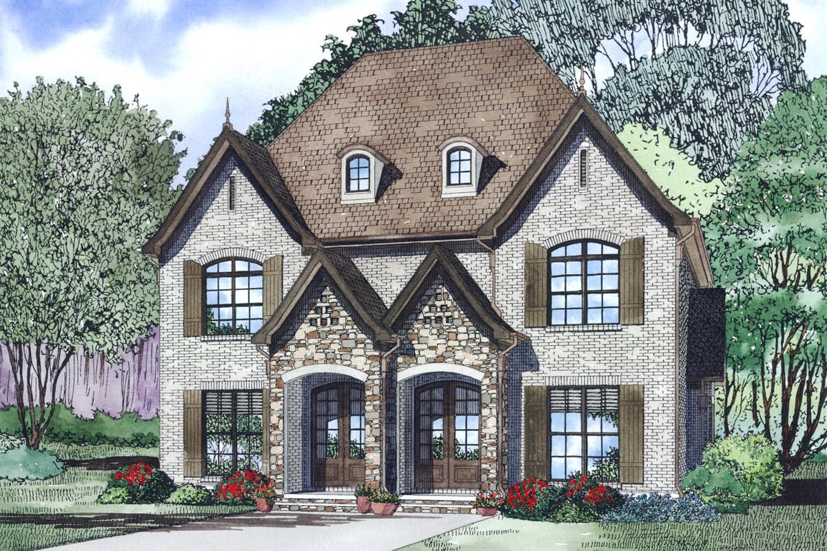 Plan 60621ND: French Country Duplex House Plan with 2 Bed 2 Bath Units - 1510 Sq Ft Each - Image #16 - European, French Country, Transitional, Tudor