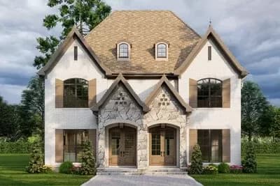 French Country Duplex House Plan with 2 Bed 2 Bath Units - 1510 Sq Ft Each