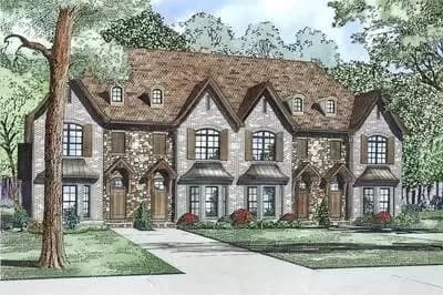 European 2-Story Fourplex with 2 Bed Units - 1764 Sq Ft and 1744 Sq Ft