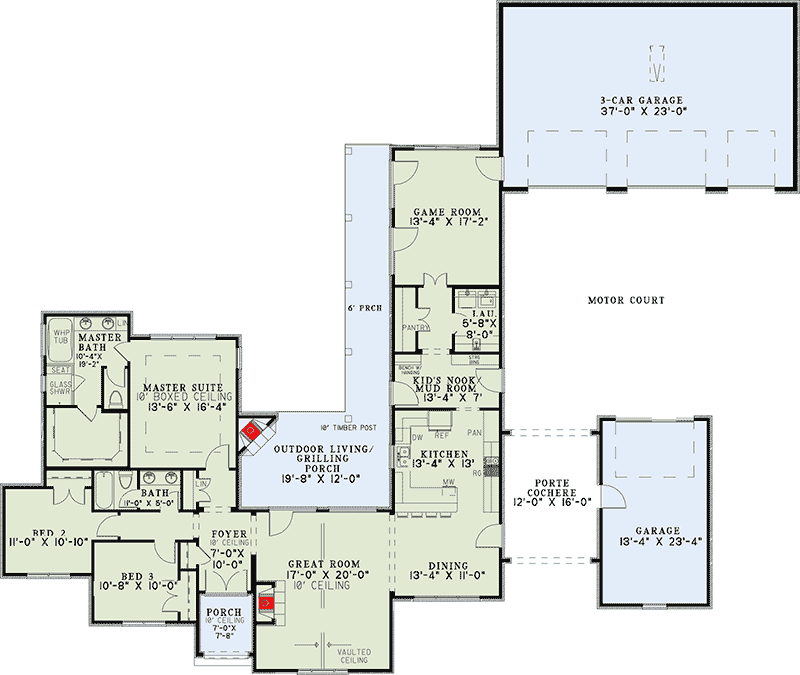 Plan 60635ND: Stone and Brick European Home with Unique Floor Plan - Floor Plan - Main Level - European