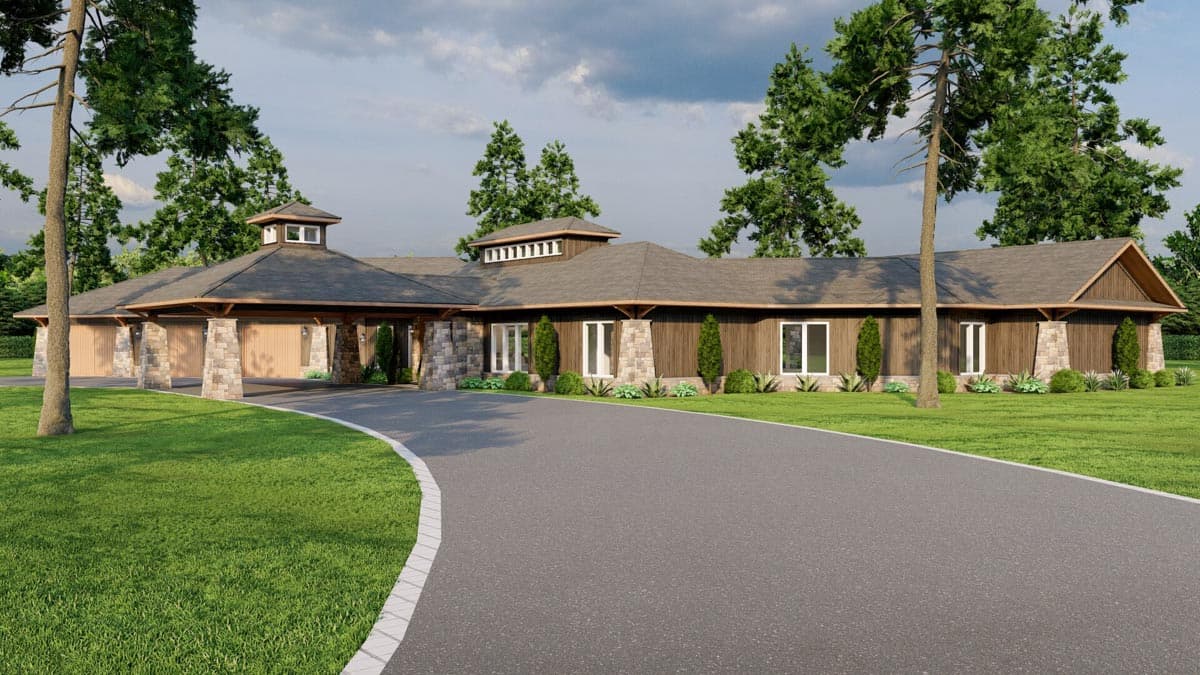 Plan 60636ND: Impressive Single Level House Plan Under 4200 Square Feet with 3-Car Angled Garage - Image #12 - Contemporary, Northwest, Ranch