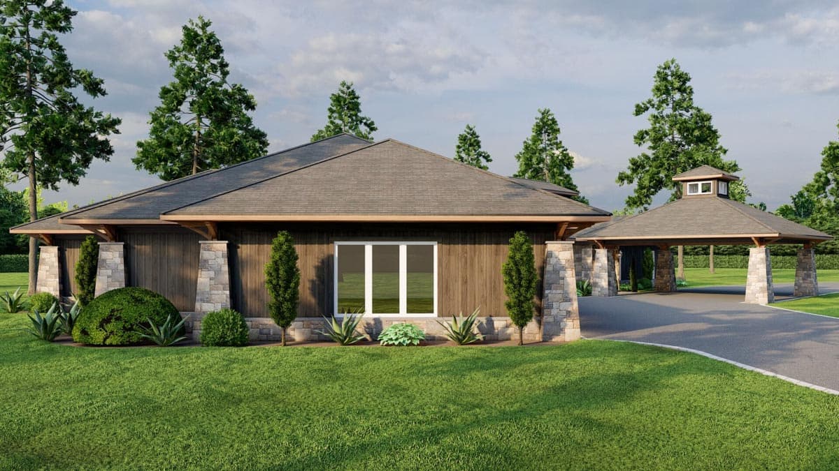 Plan 60636ND: Impressive Single Level House Plan Under 4200 Square Feet with 3-Car Angled Garage - Image #4 - Contemporary, Northwest, Ranch