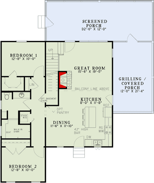 Plan 60653ND: Rustic Shingle Style House Plan - Floor Plan - Main Level - Cabin, Mountain, Rustic, Shingle