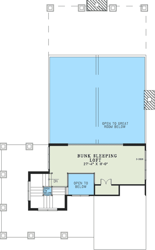 Plan 60657ND: Rustic 3 Bed with Great Square Stair - Floor Plan - 2nd Floor - Craftsman, Mountain, Vacation