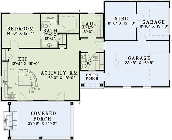 Plan 60661ND: Guest Home Plan with Outdoor Living Room - Floor Plan - Main Level - Southern, Vacation