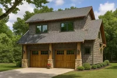 2 Car 838 Sq Ft Garage with 509 Sq Ft Guest Space Above