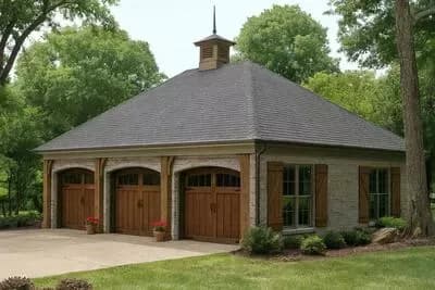 Hipped Roof 3-Car Detached Garage Plan - 973 Sq Ft