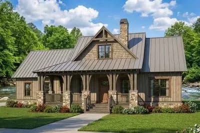 Rustic Country House Plan with Sun Room and Main Floor Master Suite - 1621 Sq Ft