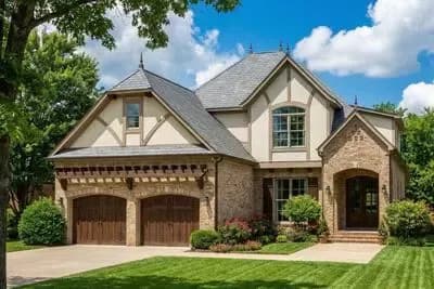 Tudor Style House Plan with 4 Beds and Two Porches