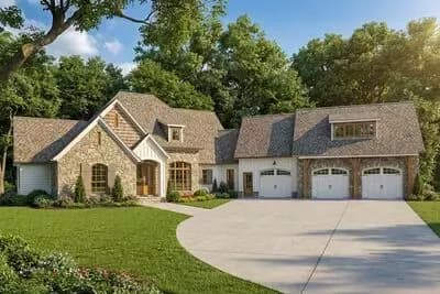 Rustic House Plan with Two Kitchens - 4264 Sq Ft