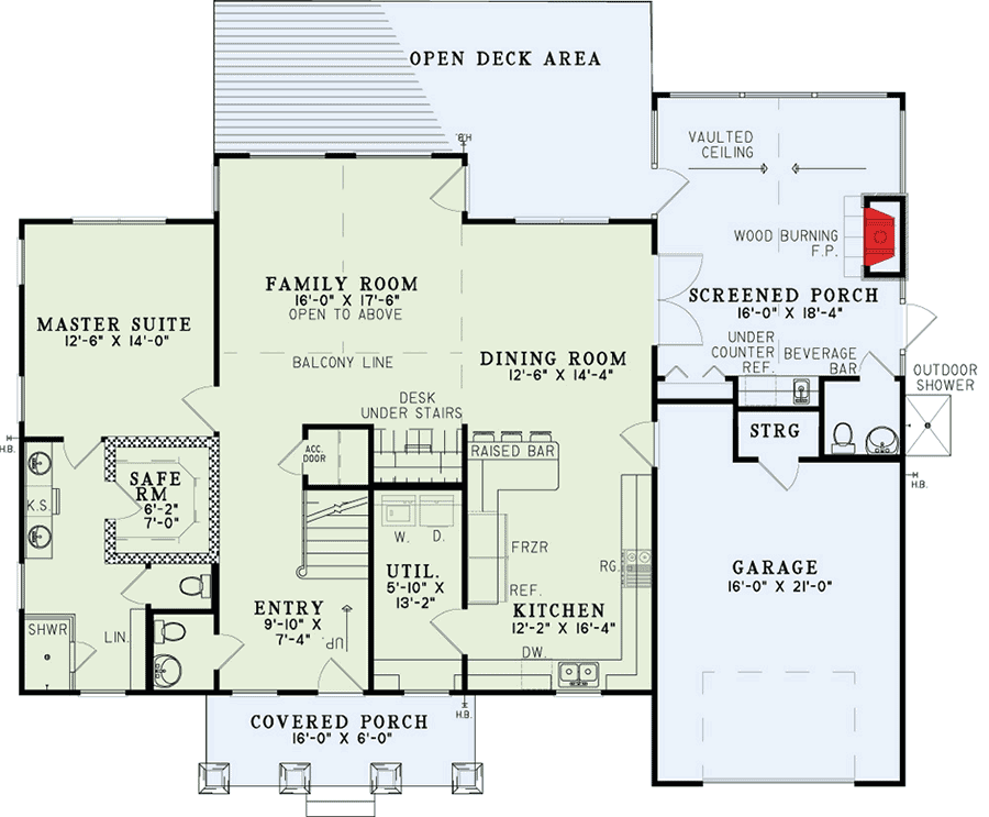 Plan 60685ND: Rustic and Simple 2145 Square Foot 3 Bed House Plan - Floor Plan - Main Level - Country, Craftsman, Mountain, Rustic