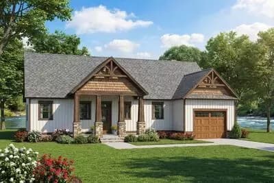 Rustic and Simple 2145 Square Foot 3 Bed House Plan