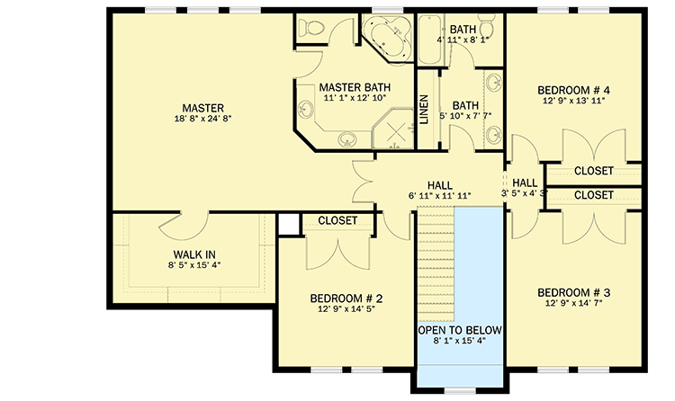 Plan 61200UT: 4-Bed Traditional House Plan with Lower Level Expansion - Floor Plan - 2nd Floor - Country, Farmhouse, New American, Traditional