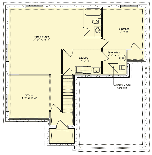 Plan 61206UT: Huge Living Room - Floor Plan - Lower Level - European, French Country, Traditional