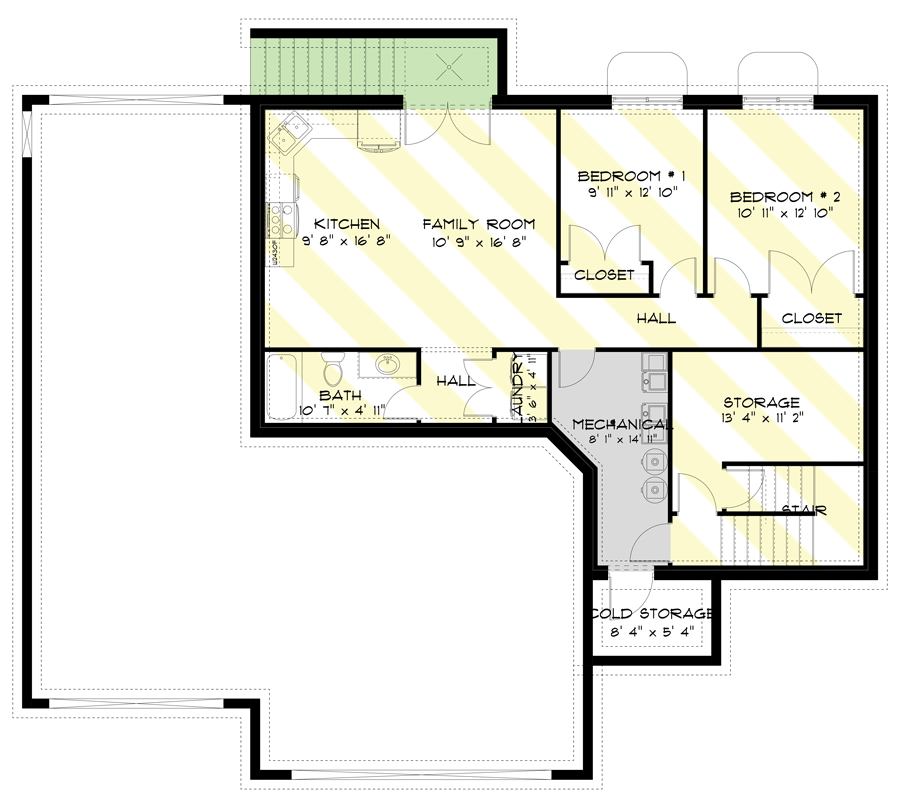Plan 61258UT: Tudor Detailing - Floor Plan - Optionally Finished Lower Level - Traditional, Tudor