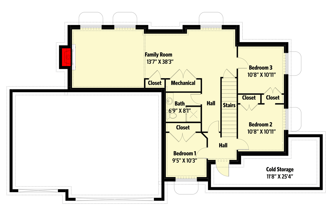 Plan 61259UT: Traditional Home Plan with Gigantic Master Suite and Lower Level Expansion - Floor Plan - Basement - Traditional