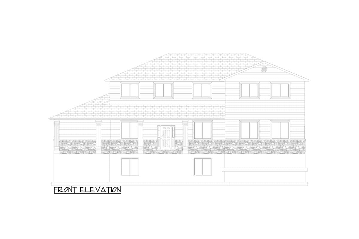Plan 61268UT: Two-Story Traditional House Plan with Attached Apartment Upstairs - 3558 Sq Ft - Image #8 - Traditional