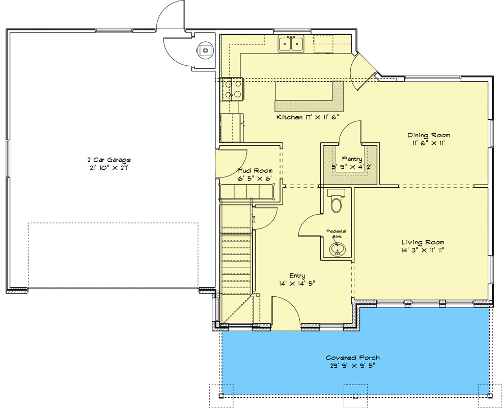 Plan 61287UT: 2-Story Traditional Home Plan with Great Closet Space - Floor Plan - Main Level - Traditional
