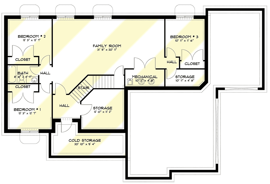 Plan 61305UT: Craftsman Home Plan with Four-to-Seven Bedrooms - Floor Plan - Optional Finished Lower Level - Craftsman, Northwest, Traditional