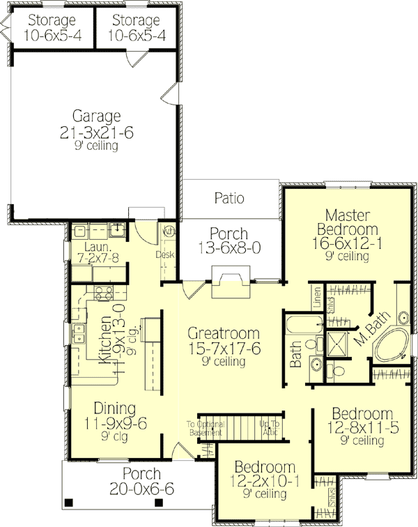 Plan 62109V: Southern Cottage Home Plan with 3 Clustered Bedrooms - Floor Plan - Main Level - Southern